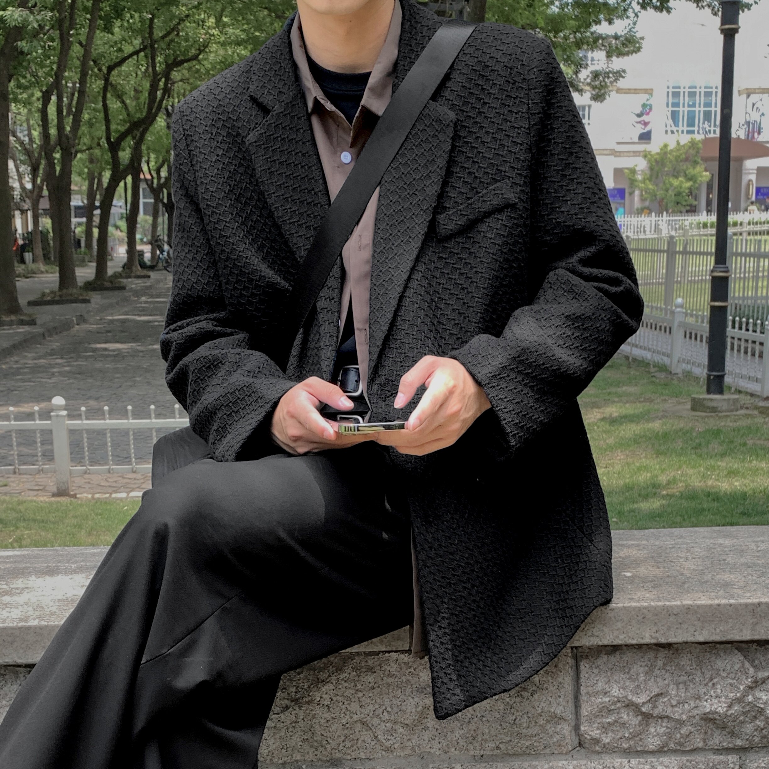 直播款2025秋冬小香风男生小西装男韩版宽松垫肩西服M-5XL,男装西服套装,电商A152