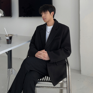 2025秋冬宽松小西装男西服加厚毛呢大衣大码F305-P108图片