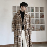 直播品质高级感男生中长款毛呢大衣格子风衣加厚韩版F363-P148，男装风衣，电商A152