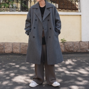 毛呢大衣男ins韩版潮流百搭中长款风衣宽松情侣外套大码F36-P128，男装风衣，电商A152