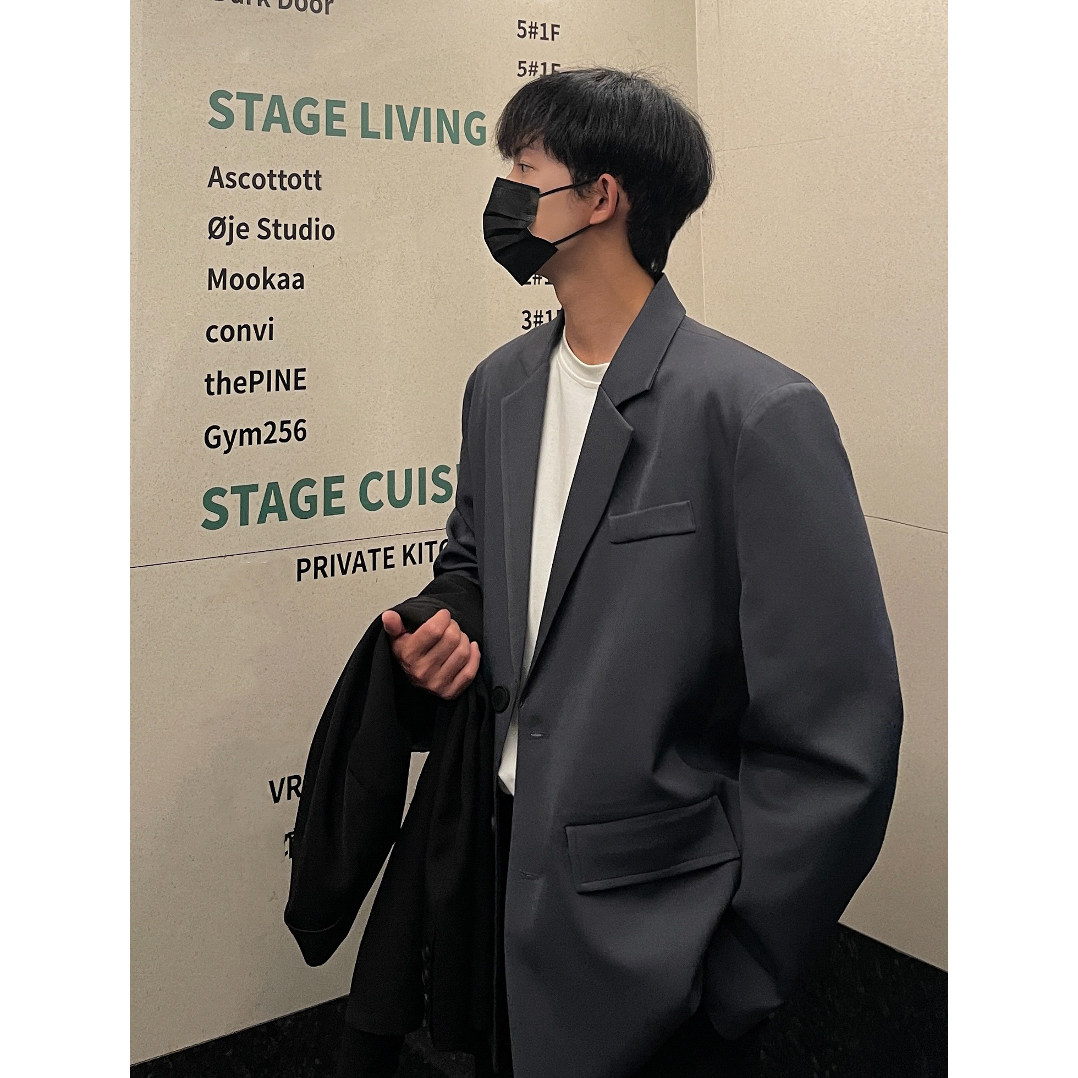 休闲西装外套男秋季2022新款潮流垫肩痞帅男生小西服大码F130-P95