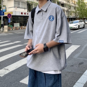 短袖t恤男大码夏季2025新款港风潮牌日系翻领polo衫半袖PL02-P45图片