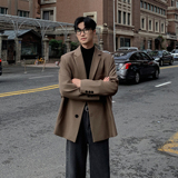 韩版高级感小西装外套黑色oversize痞帅潮男士休闲西服F523-P95，男装西服套装，电商A152