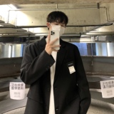 oversize黑色西装外套男春季加大码潮宽松休闲痞帅小西服F120-P95，男装西服套装，电商A152