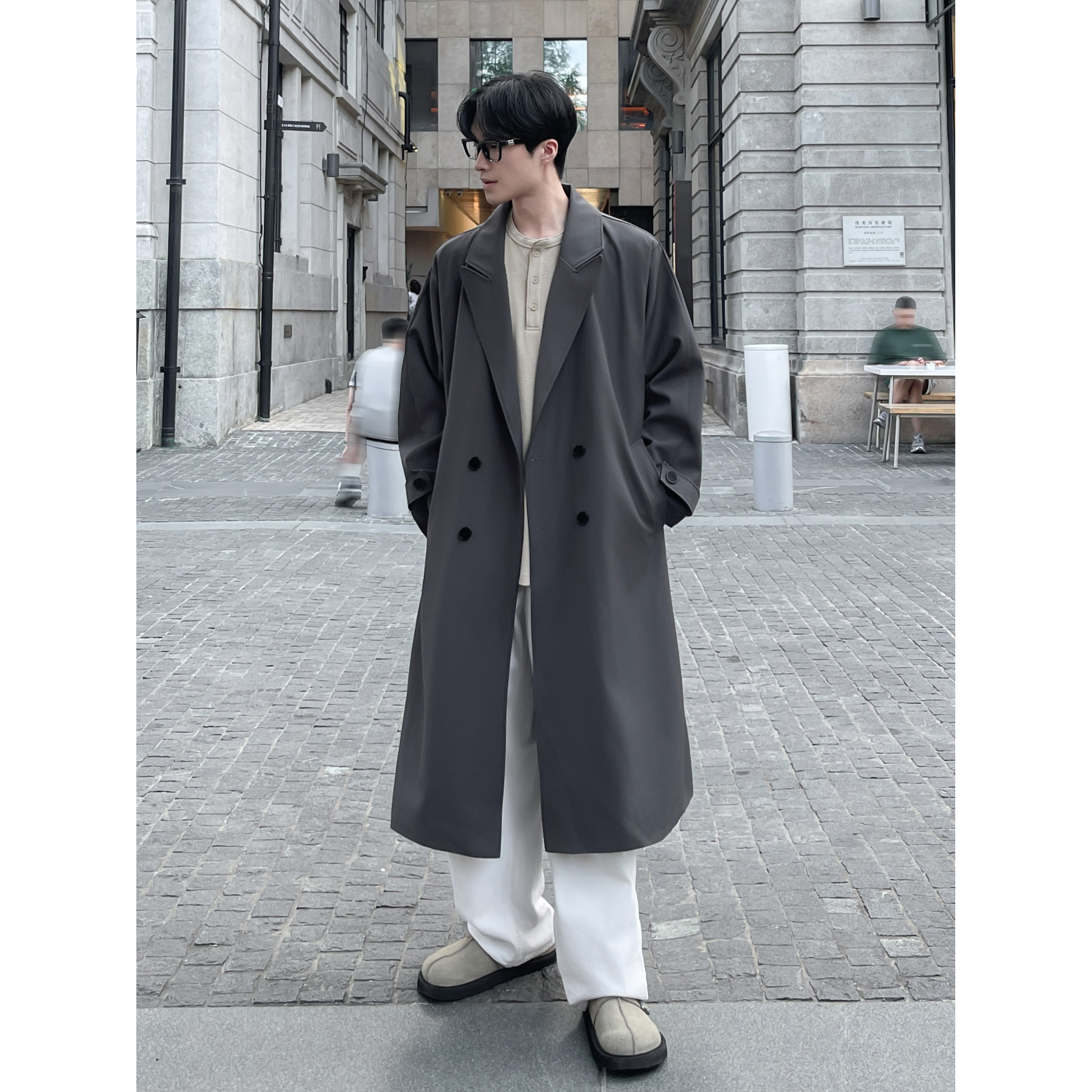 直播品质秋冬新款男士中长款风衣过膝风衣韩版韩系大衣F323-P118,男装风衣,电商A152
