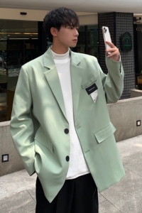 oversize黑色西装外套男春季加大码潮宽松休闲痞帅小西服F120-P95图片