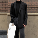 韩版高级感小西装外套黑色oversize痞帅潮男士休闲西服F523-P95，男装西服套装，电商A152