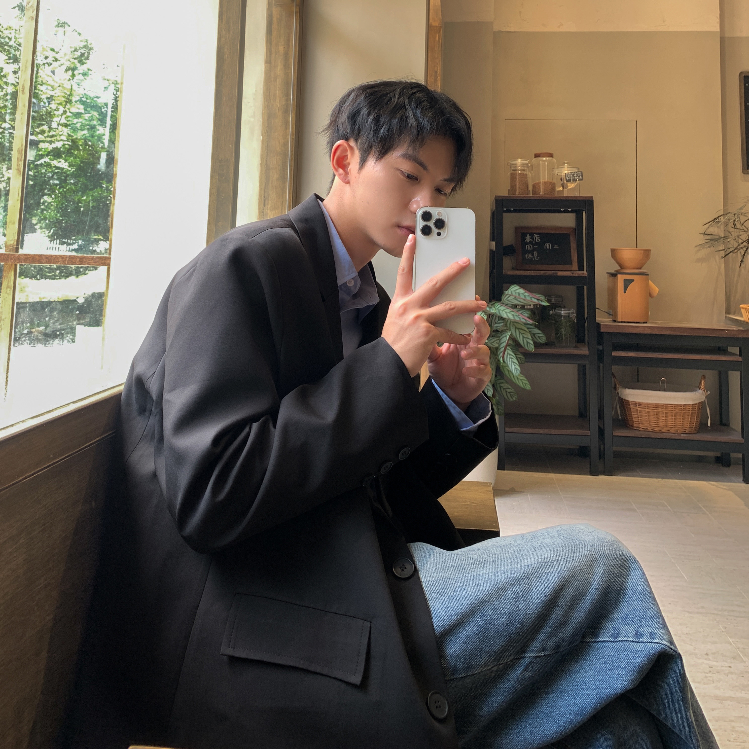 休闲西服男春秋季ins潮宽松dk制服痞帅小西装外套大码F130-P95图片