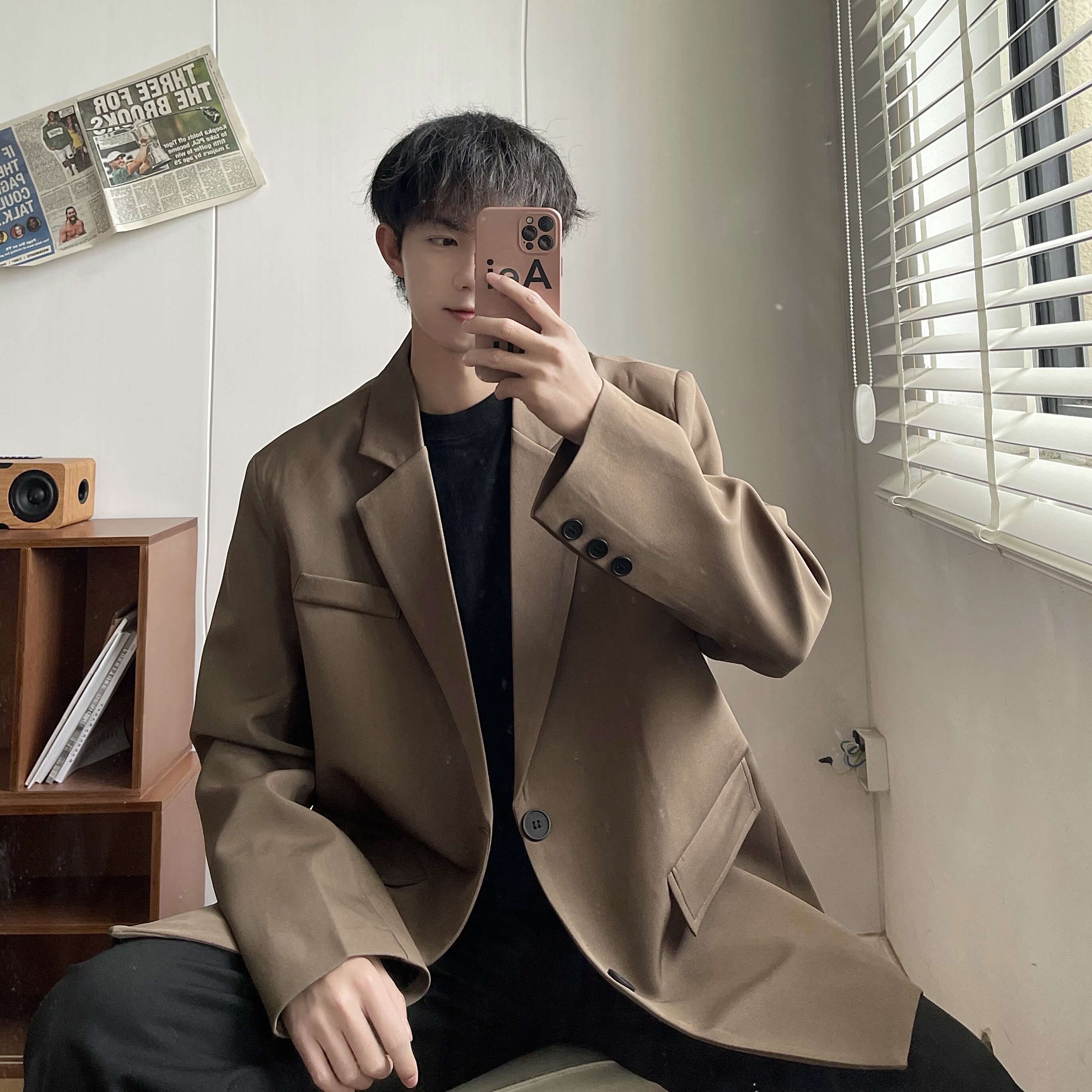 休闲西服男春秋季宽松dk制服痞帅小西装外套大码XF130-P95加棉105,男装西服套装,电商A152