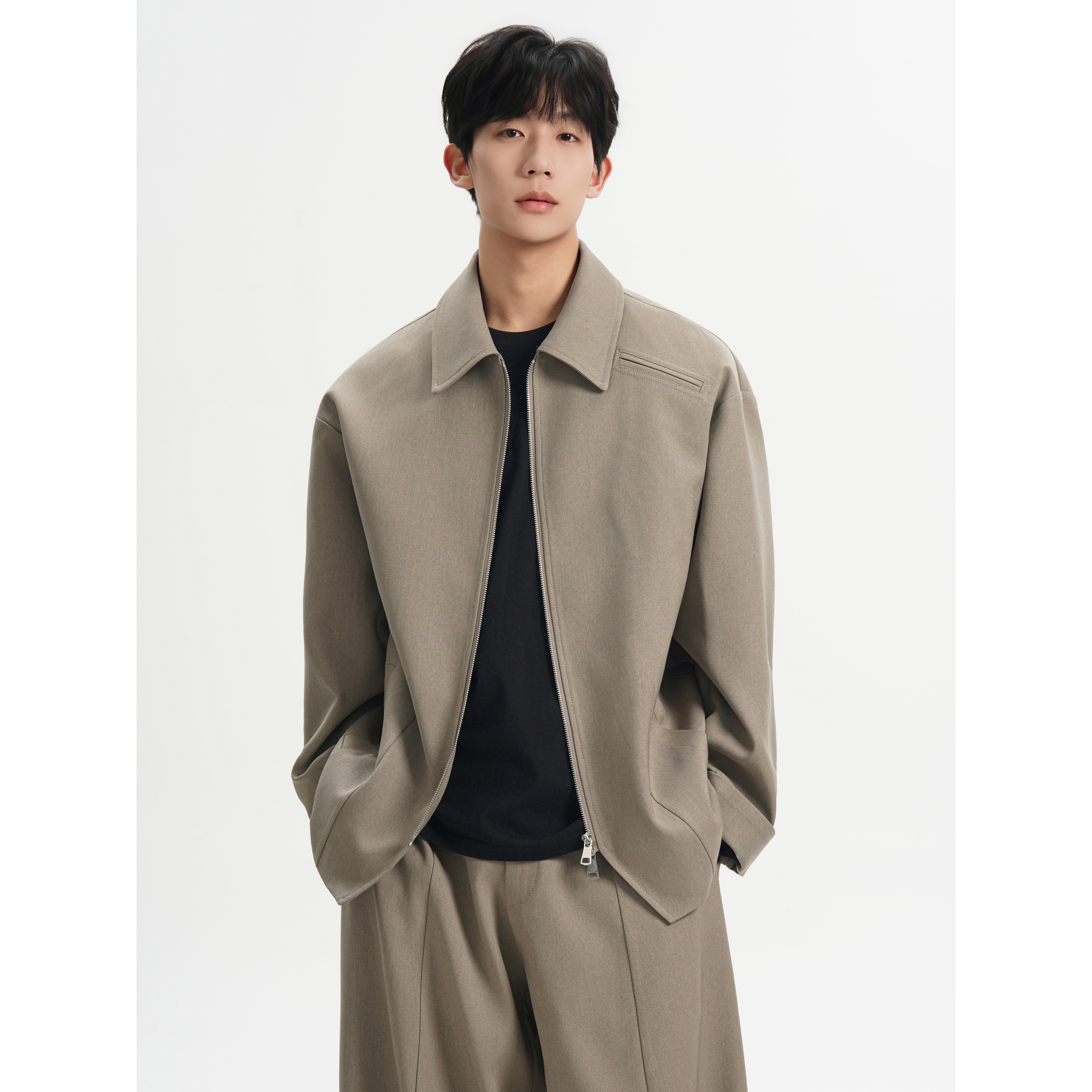 2026春夏新款高级感翻领夹克外套男韩版短款休闲套装F655-P95，男装夹克，电商A152