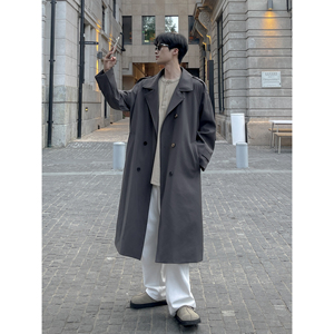 直播品质 秋冬新款男士中长款风衣过膝风衣韩版韩系大衣F325-P118图片