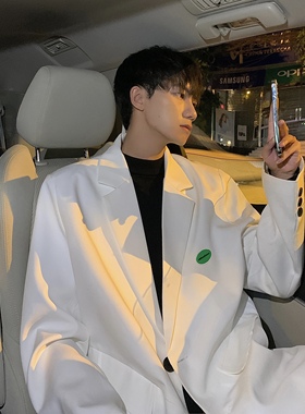 白色西装外套男ins潮冷淡风高级感雅痞男装休闲小西服F156-P95