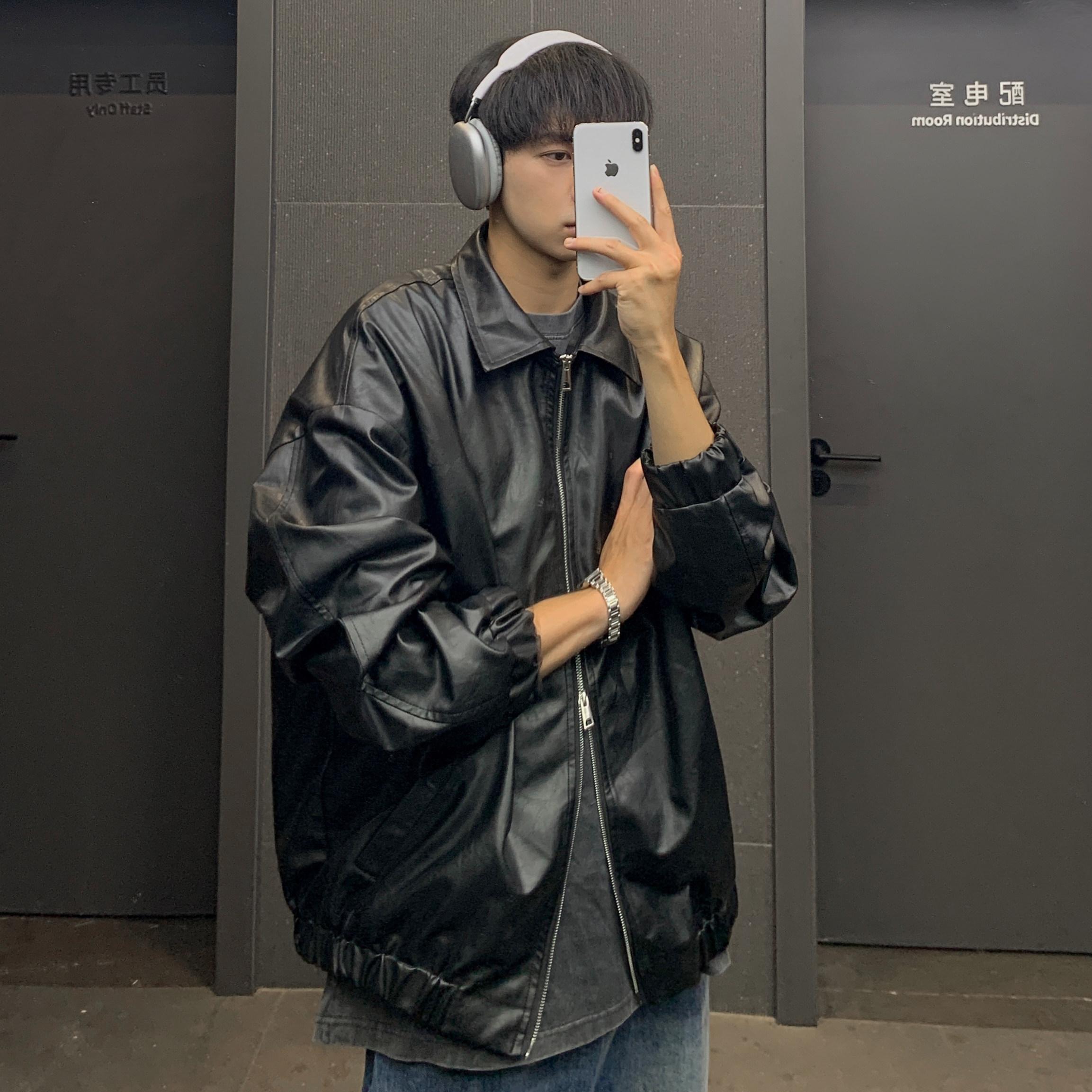 复古皮衣男潮流新款机车夹克男秋季美式街头立领外套PY13-P95,男装夹克,电商A152
