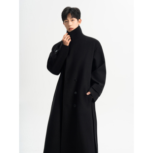 风衣F779 宽松双排扣中长款 P138 加厚毛呢大衣男韩版 直播爆款