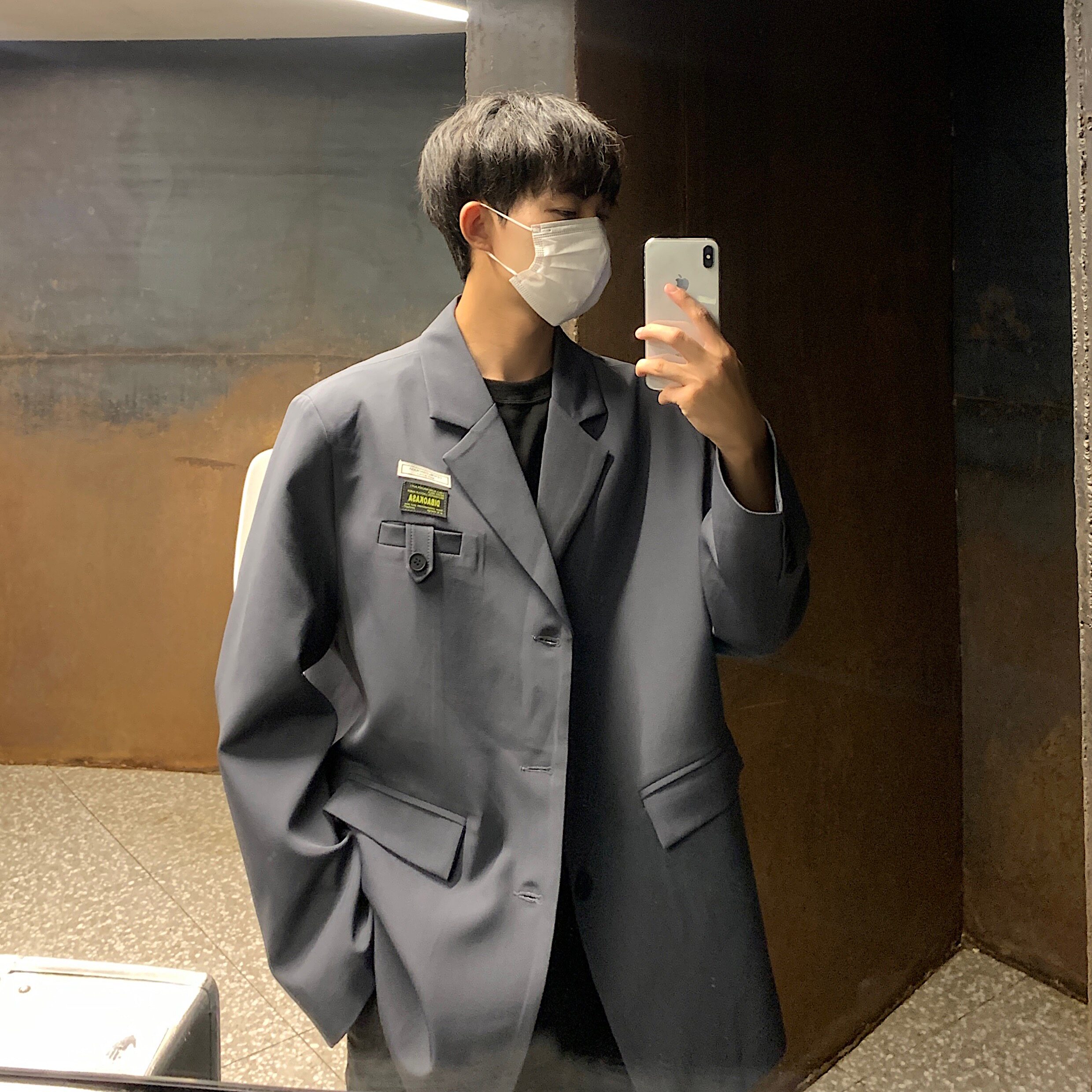 秋高级感炸街男装ins痞帅西服男休闲小西装外套oversizeF107-P95,男装西服套装,电商A152
