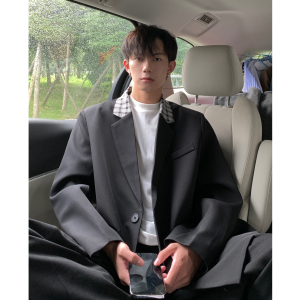 西服外套男秋休闲宽松oversize痞帅ins港风上衣小西装F118-P95图片