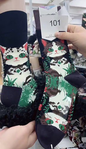 【万国猫咪一】卡通猫咪起司猫 中高筒棉袜子 水晶丝棉底袜子