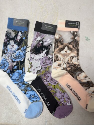 二】Rola罗拉动物猫咪老虎兔子中筒玻璃水晶丝袜子个人闲置