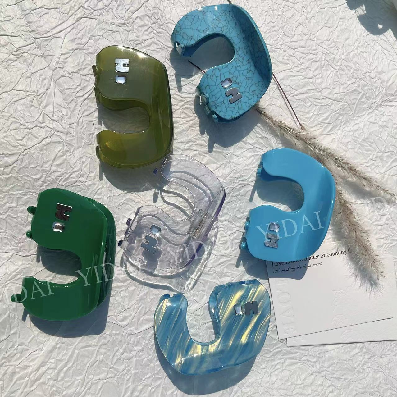 怡黛法式设计感醋酸u型发抓后脑勺盘发鲨鱼夹简约百搭气质款抓夹