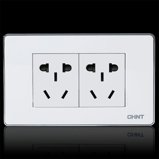 新款正泰开关插座118型5F幻银白色二联小号面板二三插五孔空调16A