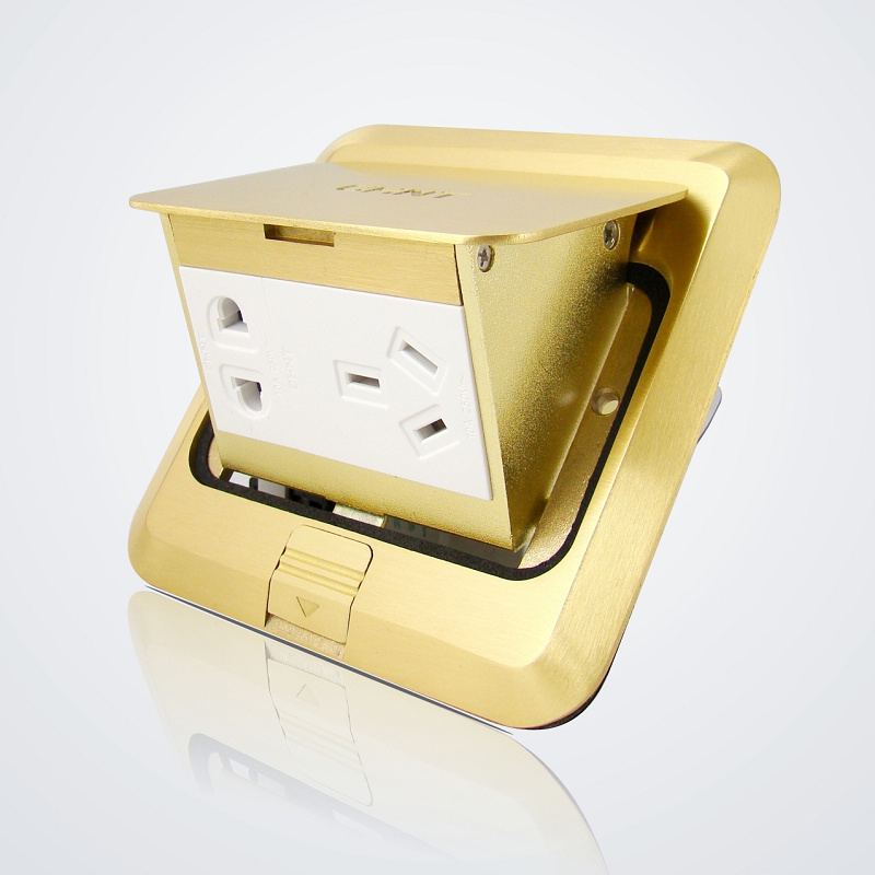 正泰地插 NED1五孔全铜地插座全铜防水弹起式地板开关插座香槟色