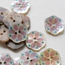 18mm一颗价英国TG原色底灰紫色花瓣松石绿波点花朵贝壳纽扣