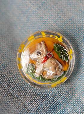 凹雕玻璃苏格兰梗犬一体式孔纽扣