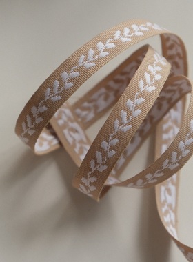 13mm宽 1米价英国Textile Garden有机棉自然底色白色藤蔓织带