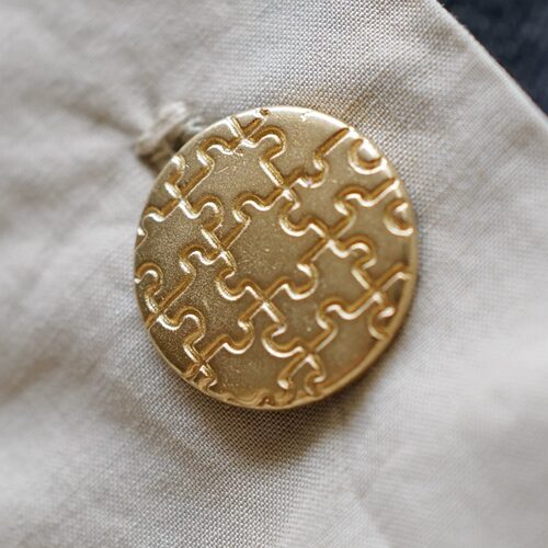 15mm一颗价英国Textile Garden雅致金色趣味拼图纹理金属纽扣