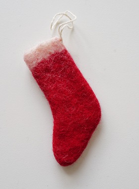 大约90mmx55mm 一个价德国JIM白色袜口红色袜筒圣诞袜羊毛毡挂件
