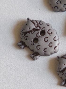 隐藏款15mmx13mm一颗价英国Textile Garden灰底黑色线条绵羊纽扣