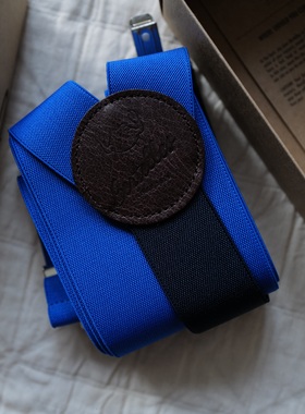 比利时Bertelles时尚手工宽男士中性背带35mm宽120cm长宝蓝色