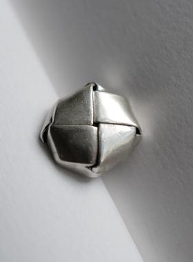 14mm一颗价英国Textile Garden编织造型微光亮银色金属纽扣