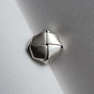 14mm一颗价英国Textile Garden编织造型微光亮银色金属纽扣