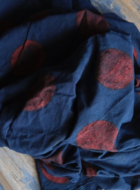 10cm长价120cm宽英国Merchant and mill靛蓝红点印度卡拉棉布