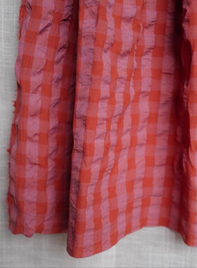 165cm长145cm宽英国Merchant and mills橘粉格纹有机棉泡泡纱