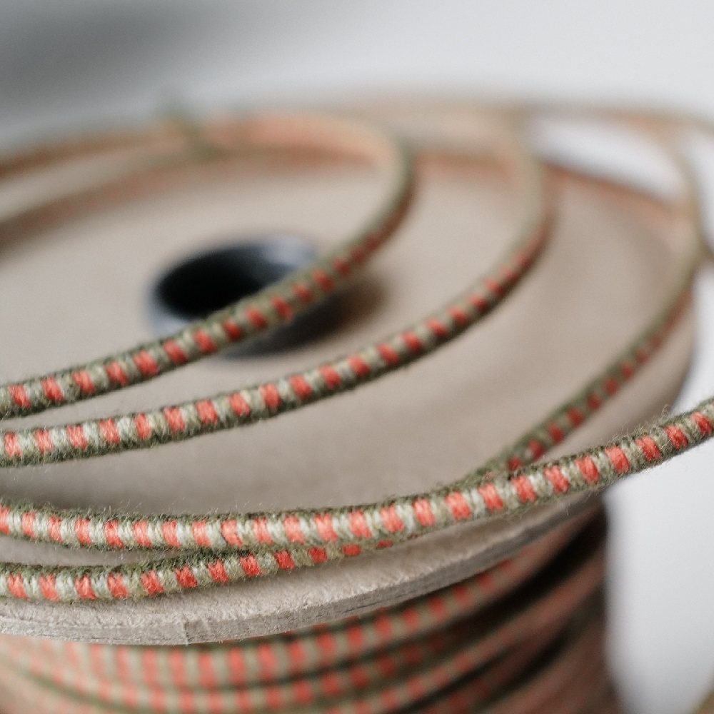 绿底色杏橘色点再生棉皮筋