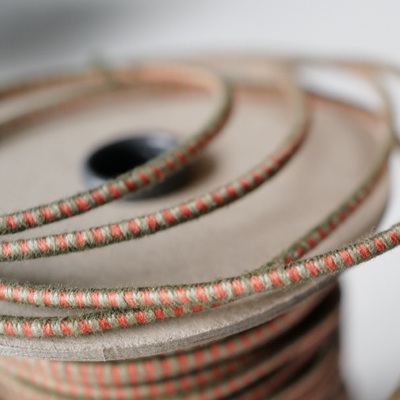 绿底色杏橘色点再生棉皮筋