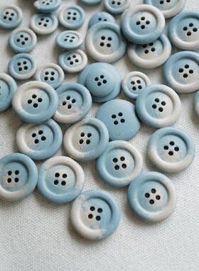 15mm 22mm 一颗价英国Textile Garden汉麻纤维蓝色米色晕染纽扣