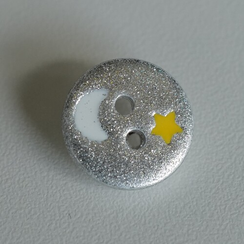 13mm一颗价英国Textile Garden银底白色月亮金色星星纽扣