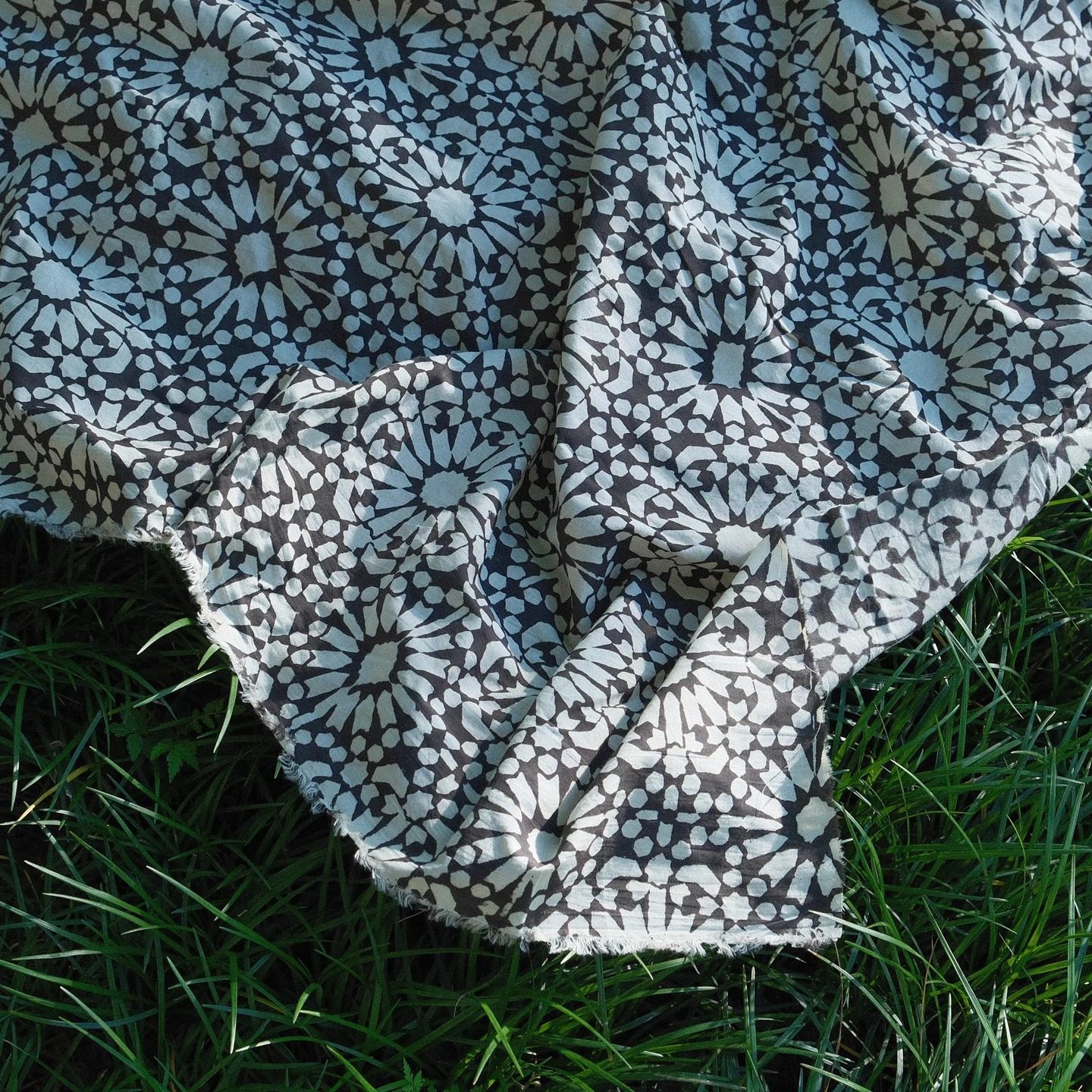 巴格鲁黑剪纸印度棉布