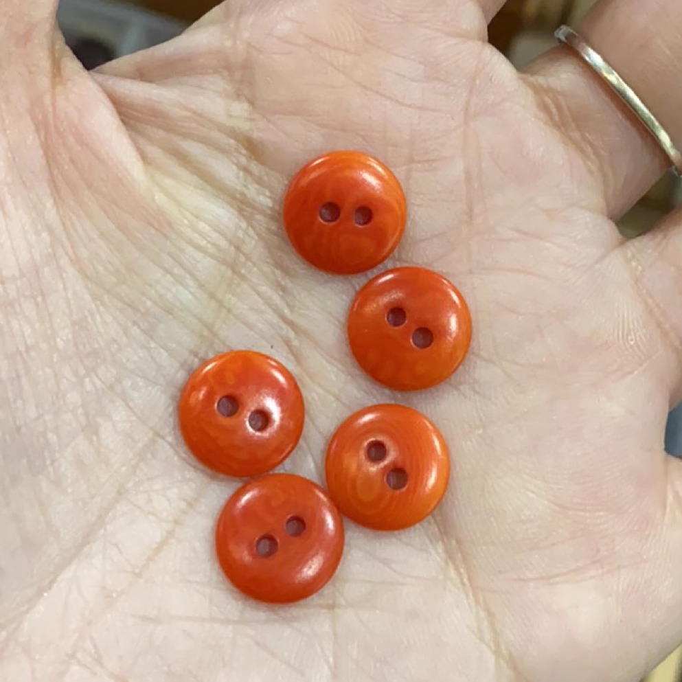 11mm象牙棕榈简洁橘色纽扣