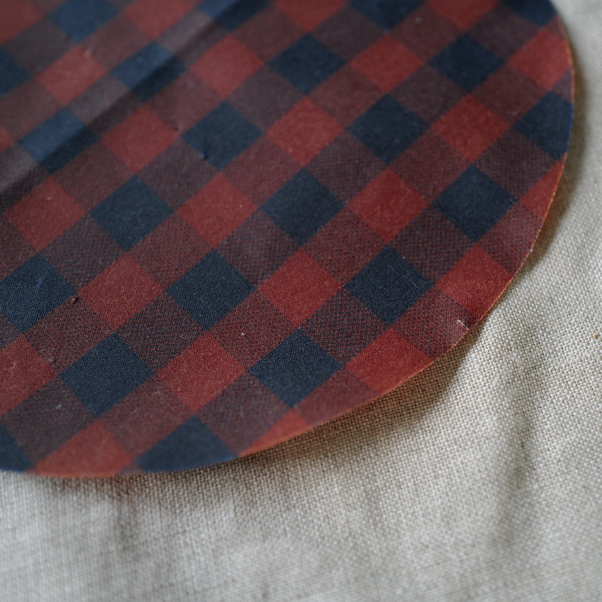 暗橘色蓝色格子油布150cm宽