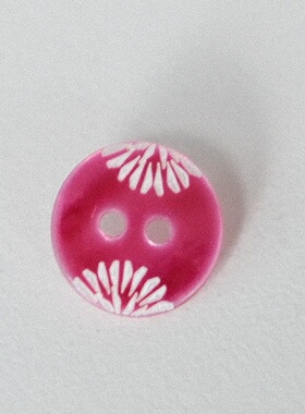 绝版12mm多一颗价英国Textile Garden玫红粉底白色烟花贝壳纽扣