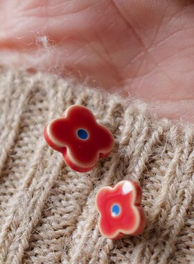 11mm 一颗价格英国Textile Garden红花蓝蕊树脂纽扣