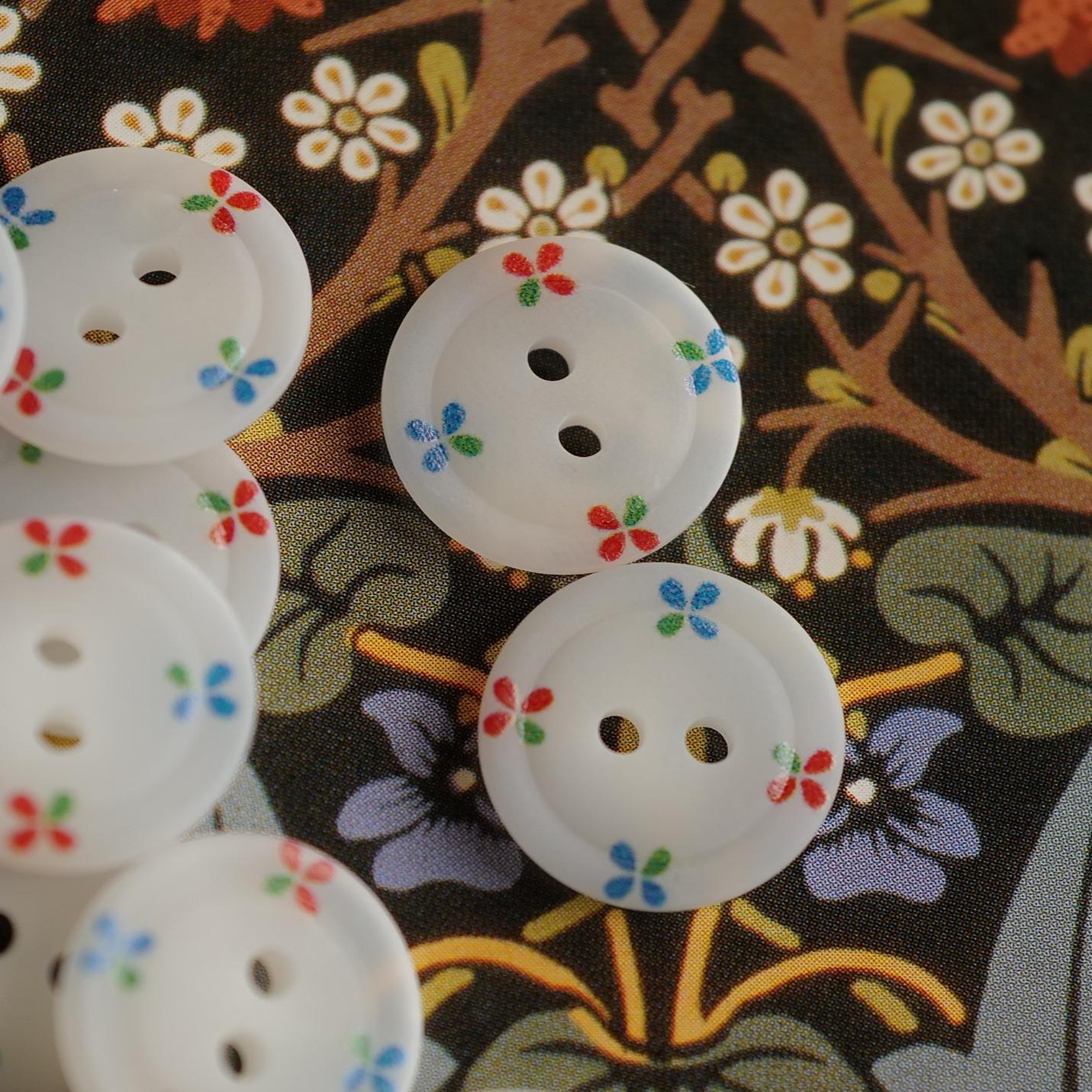 哑光复古感乳白底英伦小碎花纽扣