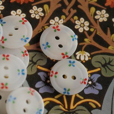 哑光复古感乳白底英伦小碎花纽扣