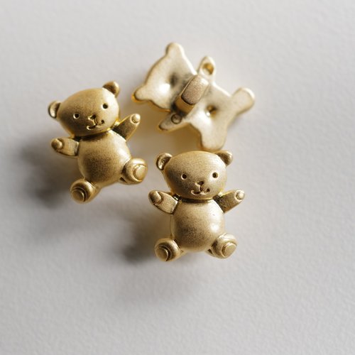 仿金属ABS磨砂金小熊造型纽扣