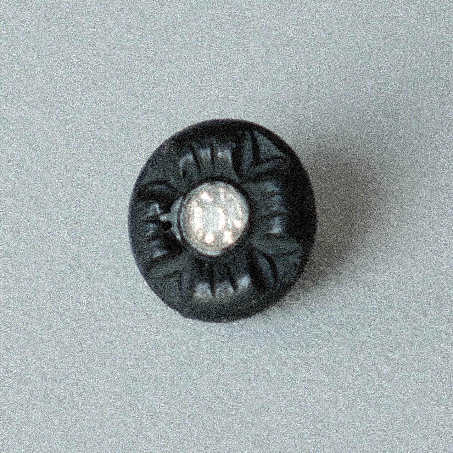 12mm 一颗价VINTAGE哑光黑色中心透明水钻捷克玻璃纽扣