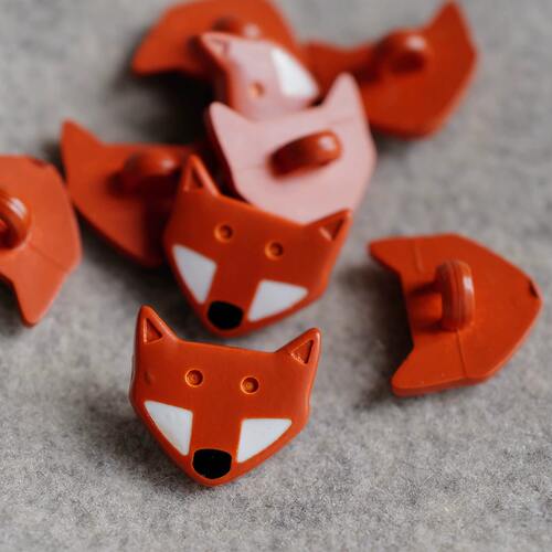 橘红色狐狸脸造型童趣纽扣